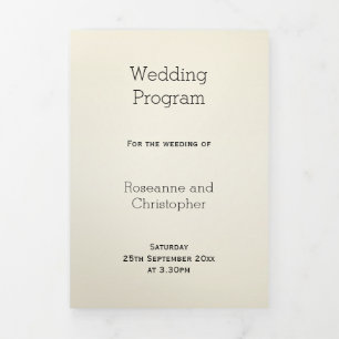 Champagne Glasses Wedding Tri-Fold Program