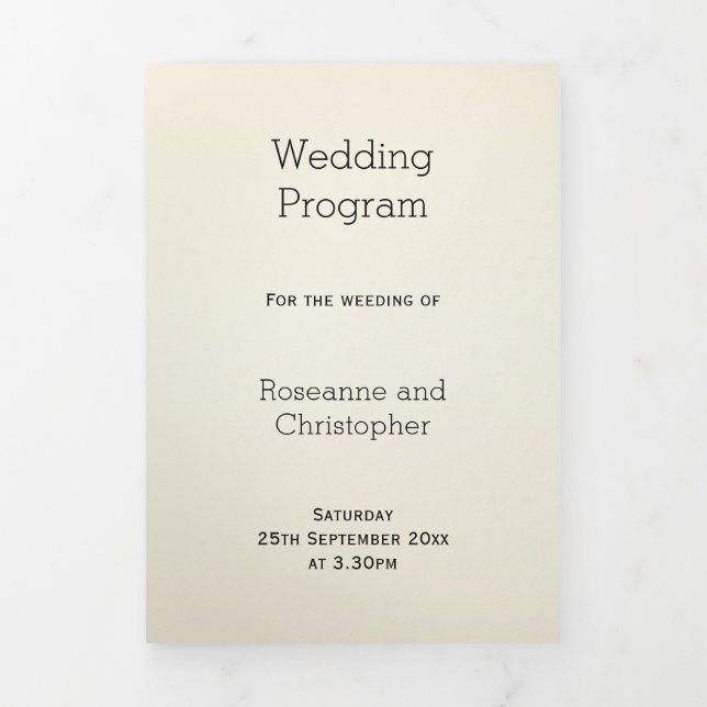 Champagne Glasses Wedding Tri-Fold Program (Cover)
