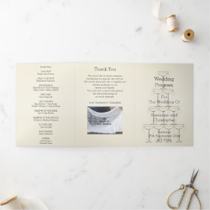 Champagne Glasses Wedding Tri-Fold Program
