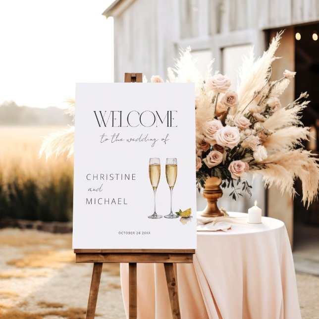 Champagne Glasses Wedding Welcome Foam Board (Creator Uploaded)