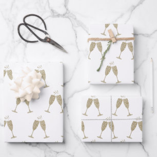 Champagne Glasses Wrapping Paper Flat Sheets