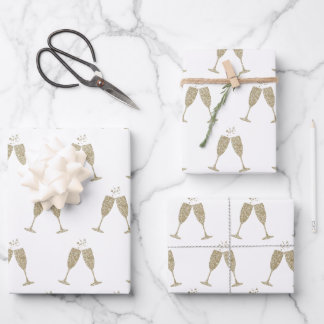 Champagne Glasses Wrapping Paper Flat Sheets