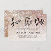 Champagne Glitter Brush Script  Quinceanera Save The Date (Front/Back)