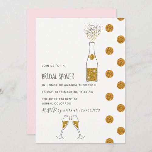 Champagne glitter bubbles Bridal Shower Invitation