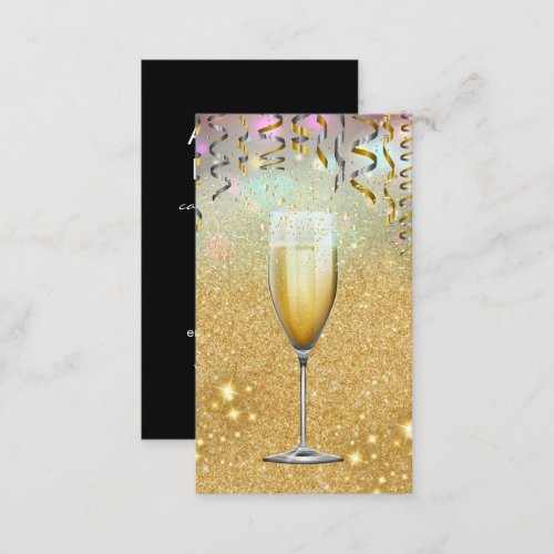 Champagne  Glitter Confetti  Gold Sparkle Business Card