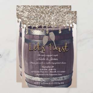 Champagne Glitter Drip Barrel Engagement Brunch Invitation