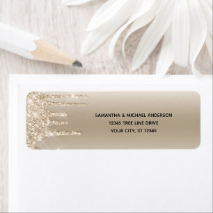 Champagne Glitter Drip Glam Trendy Return Address Label