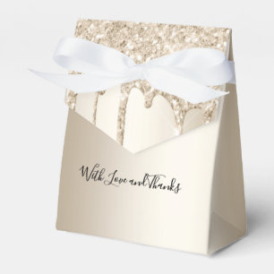 Champagne Glitter Drips Dripping Glitter Wedding Favor Boxes