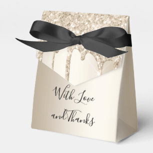 Champagne Glitter Drips Dripping Glitter Wedding Favor Boxes