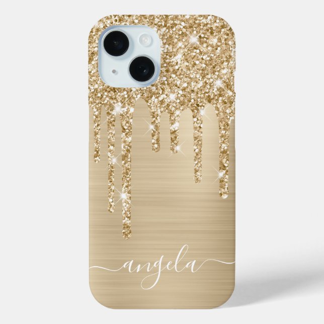Champagne Glitter Drips Glam Girly Signature Case-Mate iPhone Case (Back)