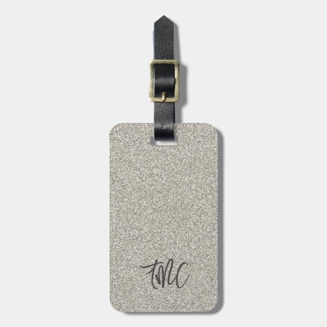 Champagne Glitter INITIALS Glam Luxury Travel Luggage Tag (Front Vertical)