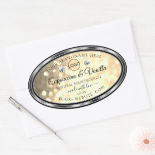Champagne Glitter Product Labels Diamonds and Logo