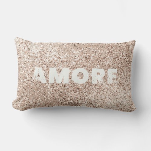 Champagne Glitter Shimmer Amore Chic Girly Glam Lumbar Pillow