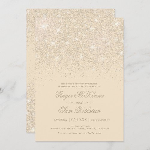 Champagne Glitter Wedding Invitations