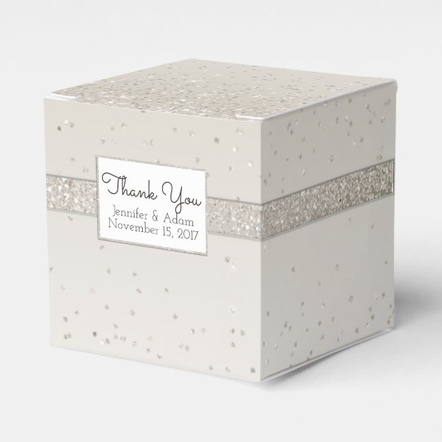Champagne Glittery Wedding Favor Gift Box (Front Side)