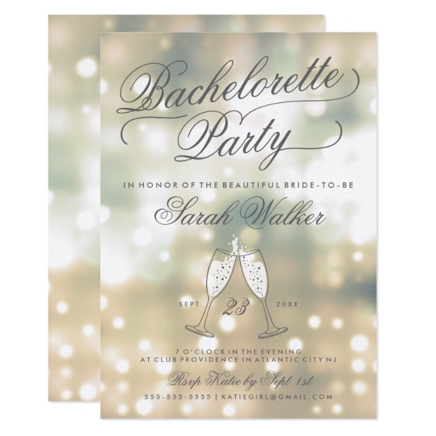 Champagne Glow Bachelorette Party Invitation
