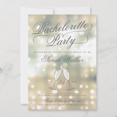 Champagne Glow Bachelorette Party Invitation