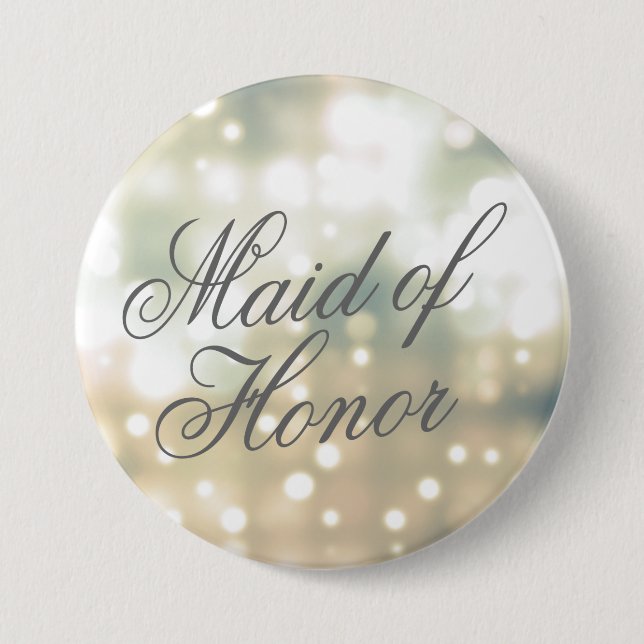 Champagne Glow Maid of Honor Button Pin (Front)