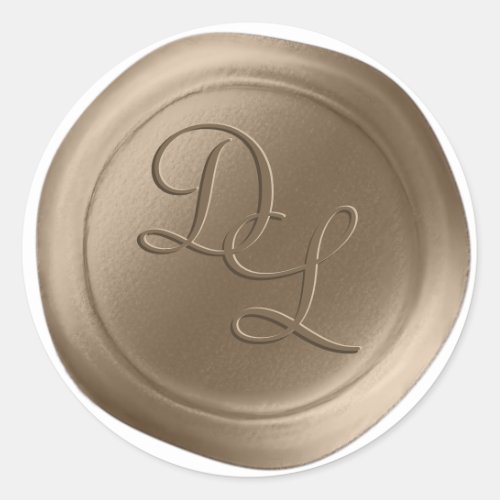 Champagne Gold 2 Letter Monogram Wax Seal Stickers