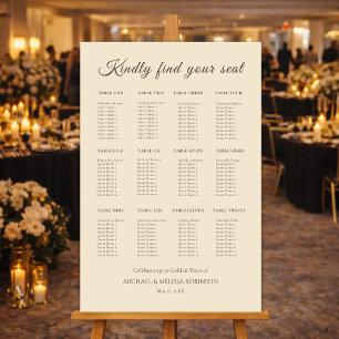 Champagne Gold 50th Anniversary Seating Chart Foam Board