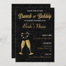 Champagne Gold and Black Bridal Shower Invite