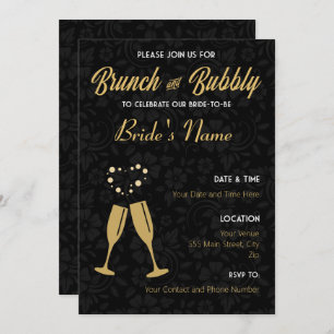 Champagne Gold and Black Bridal Shower Invite