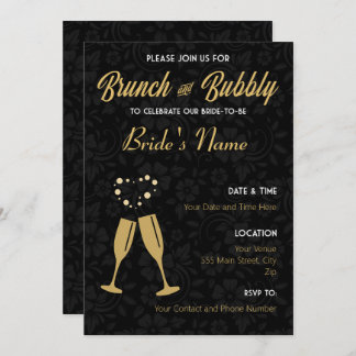 Champagne Gold and Black Bridal Shower Invite