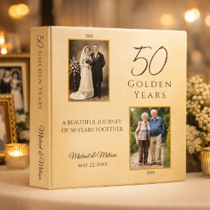 Champagne Gold Anniversary Memory Keepsake 3 Ring Binder
