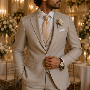 Champagne Gold Baroque Medallion Neck Tie