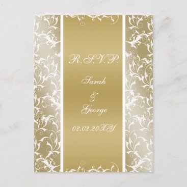 champagne gold Baroque Wedding Invitation Postcard