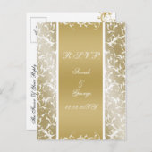champagne gold Baroque Wedding Invitation Postcard (Front/Back)