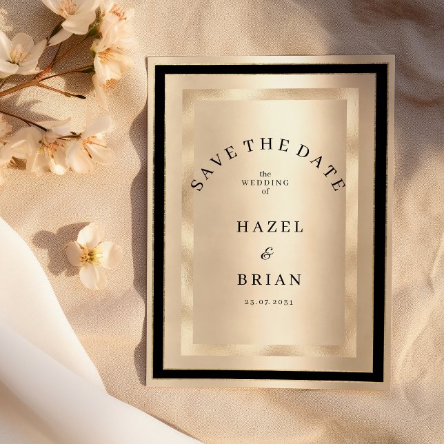 Champagne Gold Black Glamour Luxury Save the Date Invitation (Champagne Gold Black Glamour Luxury Save the Date )