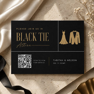 Champagne Gold Black Tie Wedding QR Enclosure Card
