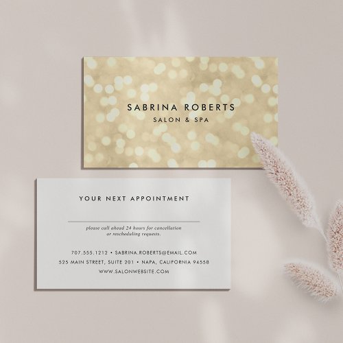 Champagne Gold Bokeh Appointment Card