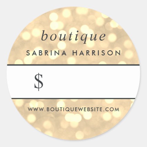 Champagne Gold Bokeh  Boutique Price Sticker