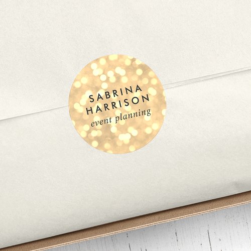 Champagne Gold Bokeh  PersonalizedBusiness Name Classic Round Sticker