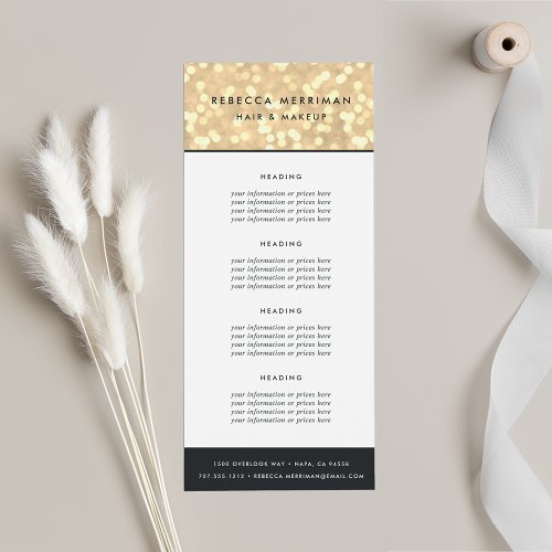 Champagne Gold Bokeh  Pricing or Services Rack Card