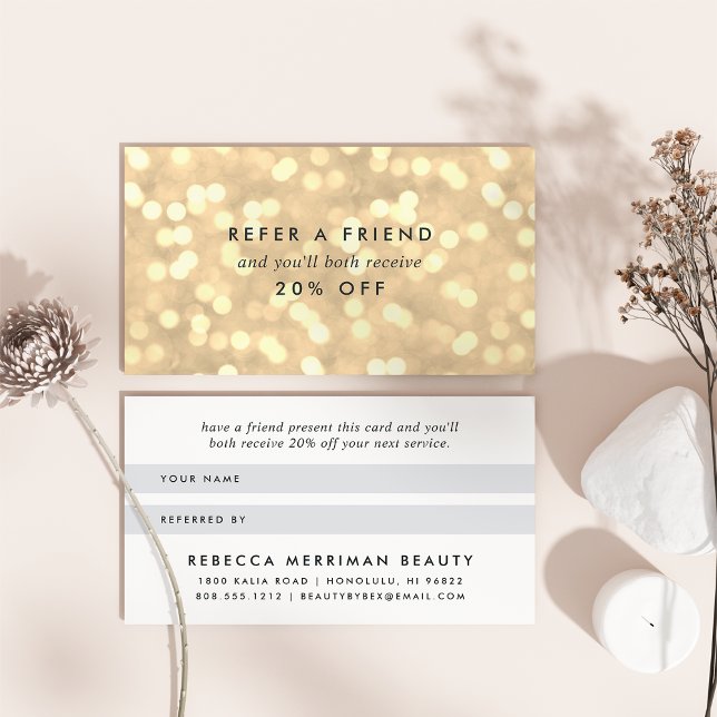 Champagne Gold Bokeh Referral Card (Creator Uploaded)