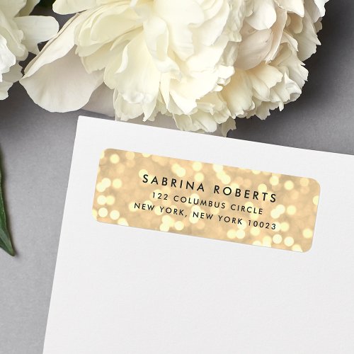 Champagne Gold Bokeh Return Address Label