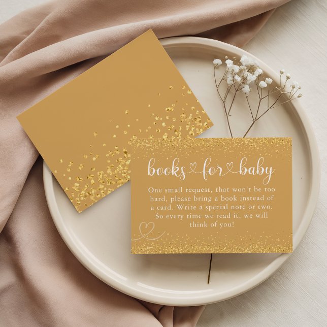 Champagne Gold Books for Baby Glitter Heart Enclosure Card (Creator Uploaded)