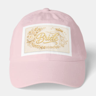 Champagne & Gold Bride Embroidered Hat Patch
