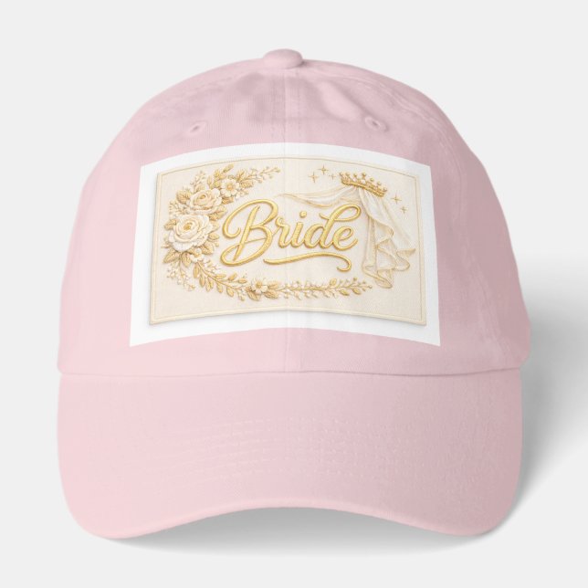 Champagne & Gold Bride Embroidered Hat Patch (Front)