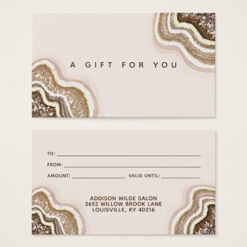 Champagne Gold Brown Glitter Agate Geode Gift Card