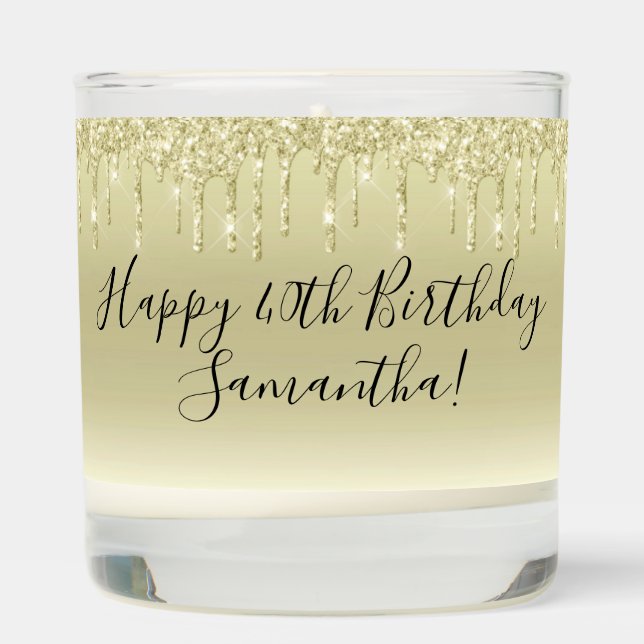 Champagne Gold Dripping Glitter Birthday Gift Scented Candle (Right)
