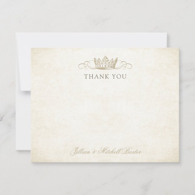 Champagne Gold Fairytale Crown Thank You Card (Front)