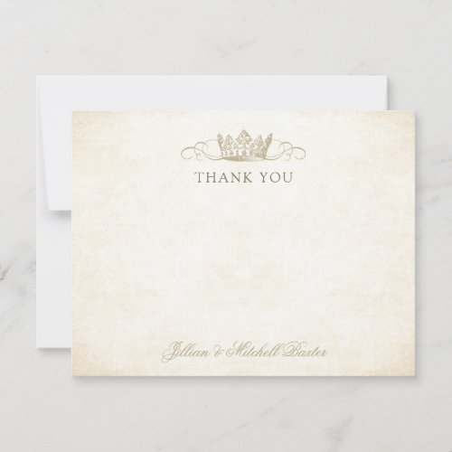 Champagne Gold Fairytale Crown Thank You Card