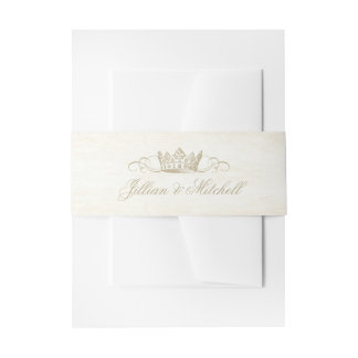 Champagne Gold Fairytale Crown Wedding Invitation Belly Band