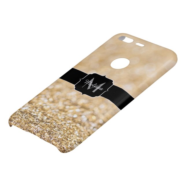 Champagne gold faux glitter sparkles Monogram Uncommon Google Pixel Case (Bottom)