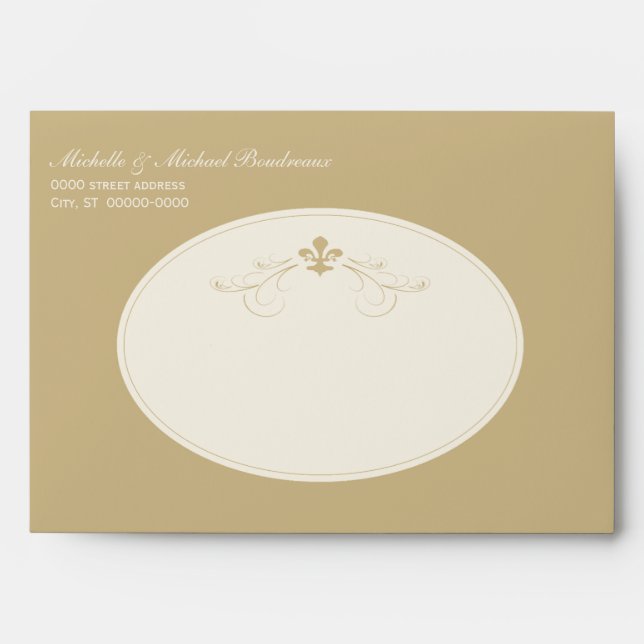 Champagne Gold Fleur de Lis Envelope (Front)
