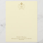 Champagne Gold Fleur de Lis Monogram Letterhead<br><div class="desc">This elegant letterhead features a fancy Florence style Fleur de lis in a scroll design in Champange gold. Personalize with your initial. Add your name and contact information to the bottom of the stationary.</div>